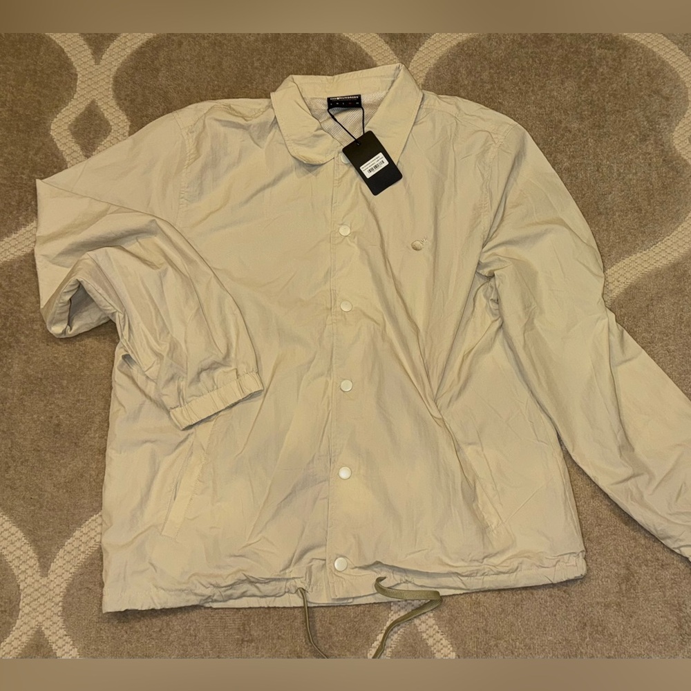 The Hundreds Jacket Mens Medium Light Khaki Crinkled Nylon Coaches Windbreaker